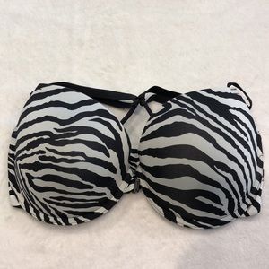 Front Clasp Push Up zebra print racerback bra